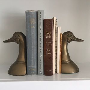 Vintage Brass Duck Bookends (2)